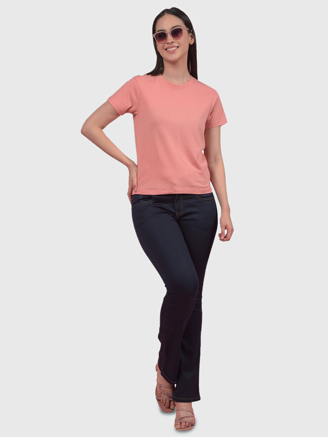 Numero Uno Women Solid Peach T-Shirt